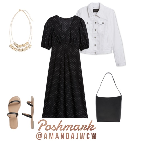 Banana Republic Classic Midi Dress - Black - NWT! - Picture 4 of 14